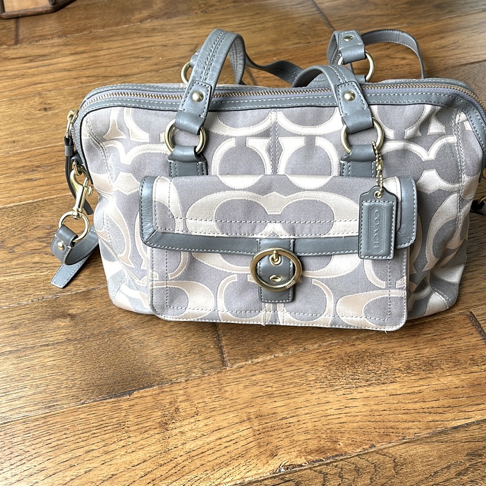 Coach bag gray and tan